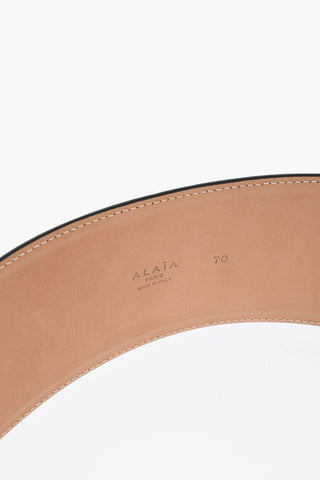 Buttoned Closure Leather Belt with Handles
