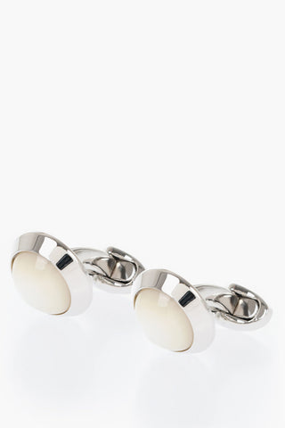 Brass Cufflinks with Pearled Detail