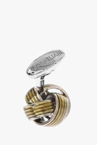 Brass Cufflinks with Wool Ball Design
