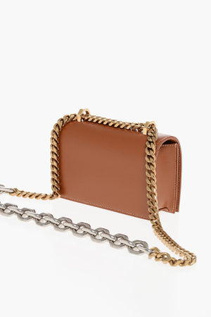 Leather Mini Bag JEWELLED SATCHEL With Chain Strap