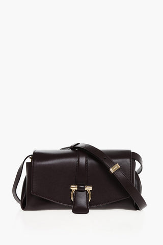 Leather Crossbody Bag with Iconic Buckle anche Clip Closure