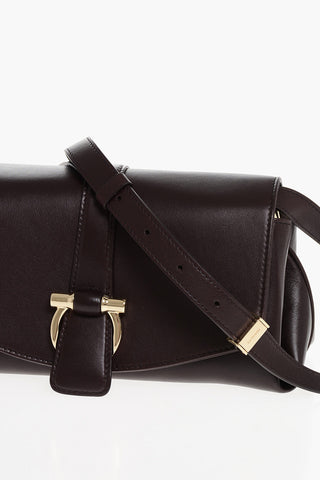 Leather Crossbody Bag with Iconic Buckle anche Clip Closure