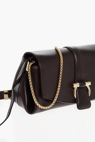 Leather Crossbody Bag with Iconic Buckle anche Clip Closure