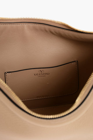 Textured Leather Hobo Bag with Jewelled Chain