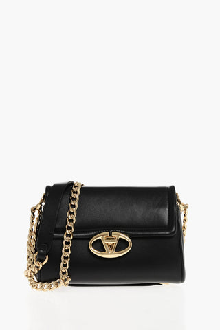 Leather Crossbody Bag with Logoed Buckle