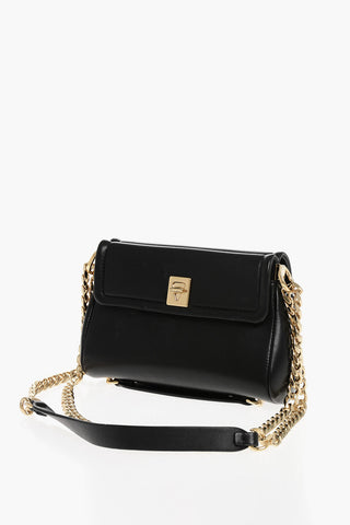 Leather Crossbody Bag with Logoed Buckle