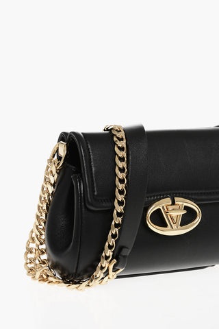Leather Crossbody Bag with Logoed Buckle