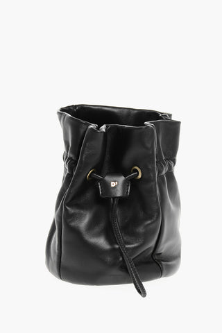 Leather Bucket Bag with Drawstring
