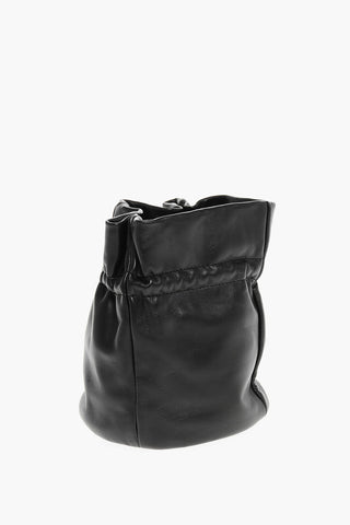 Leather Bucket Bag with Drawstring