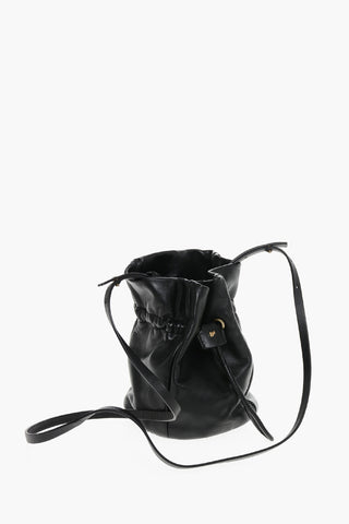 Leather Bucket Bag with Drawstring