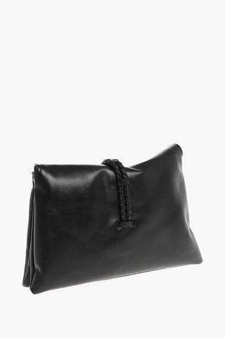 Pochette in Pelle con Dettaglio Intrecciato