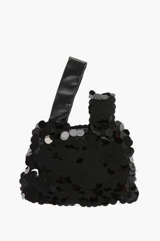 Leather Sequined Handbag