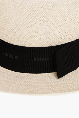 Logoed Straw Fedora with Drawstring