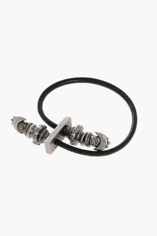 Bracciale in Pelle con Applicazione Metallica