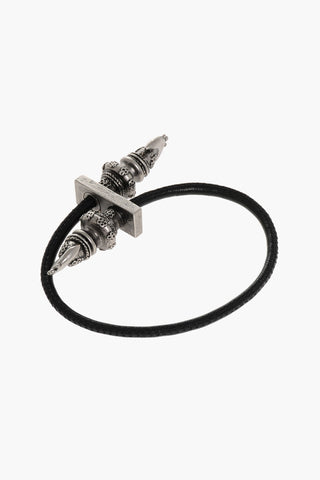 Bracciale in Pelle con Applicazione Metallica