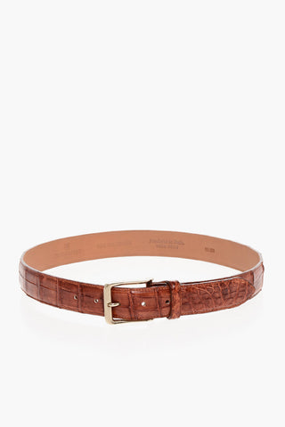 Croco Effect Leather Belt