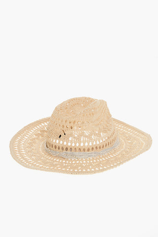 Raffia Cowboy Hat with Beads