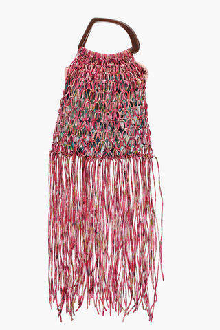 Mesh hand Bag With Maxi Fringes