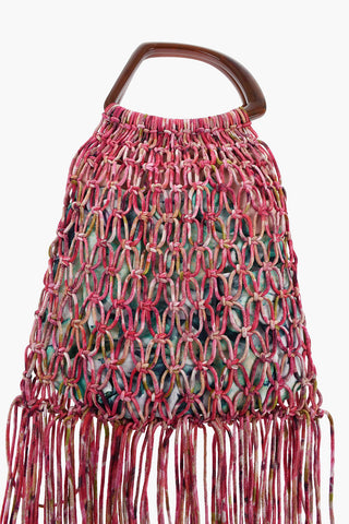 Mesh hand Bag With Maxi Fringes