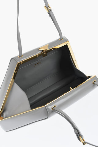 Borsa A Mano Trapezio In Pelle Spazzolata