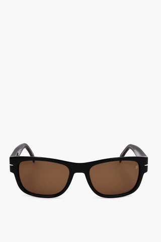 Wayfarer-Sonnenbrille mit orangefarbenen Gläsern