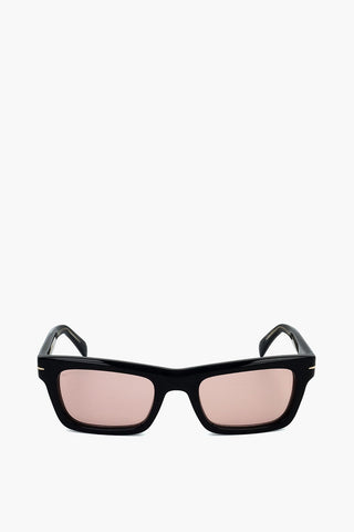 Rechteckige Sonnenbrille mit rosafarbenen Gläsern