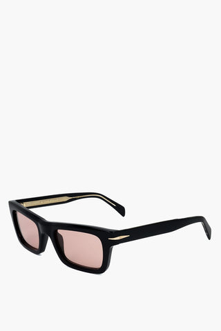 Rechteckige Sonnenbrille mit rosafarbenen Gläsern