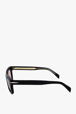 Rechteckige Sonnenbrille mit rosafarbenen Gläsern