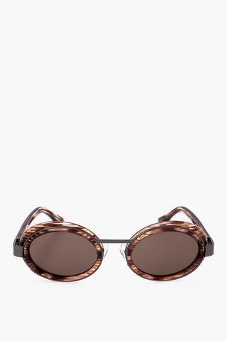 DRIES VAN NOTEN Oval Sunglasses with Animal Patterned Motif