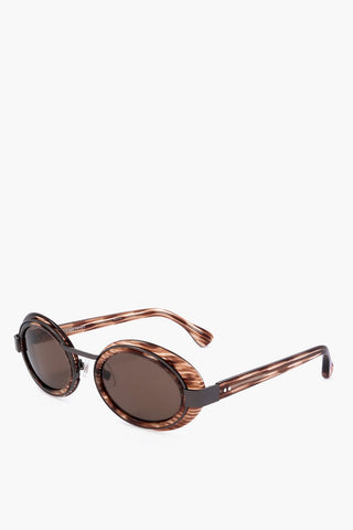 DRIES VAN NOTEN Oval Sunglasses with Animal Patterned Motif