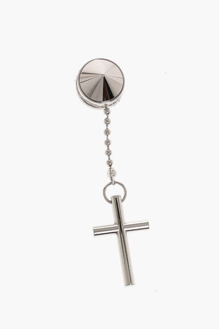 Single Magnetic Metal Earring with Cross Shaped Pendant