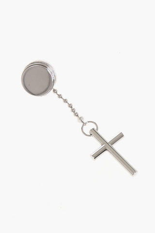 Single Magnetic Metal Earring with Cross Shaped Pendant