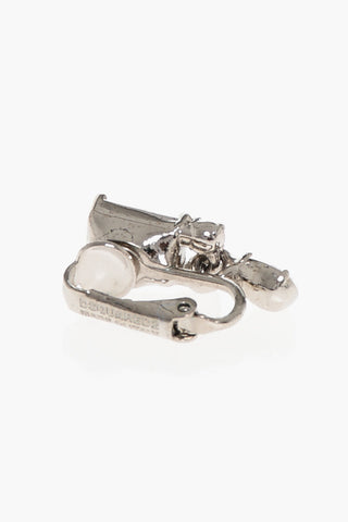 Orecchino Singolo Clip-On in Metallo con Cristalli