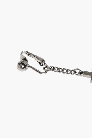Metal Single Clip-On JESUS Earring with Cross-Shaped Pendant
