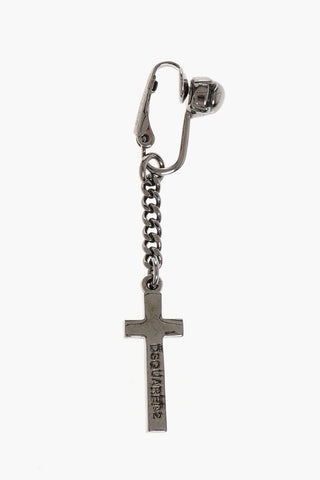 Metal Single Clip-On JESUS Earring with Cross-Shaped Pendant