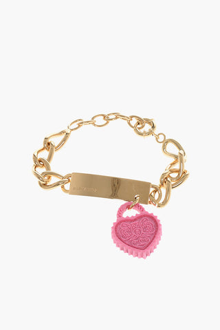 Golden Effect Metal OPEN YOUR HEART Bracelet with Charm