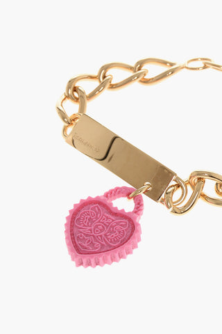 Golden Effect Metal OPEN YOUR HEART Bracelet with Charm