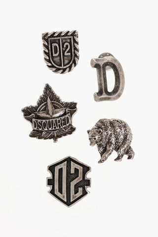 Set of 6 Silver-Tone Metal Brooches