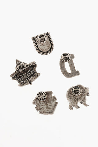 Set of 6 Silver-Tone Metal Brooches