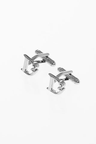 Silver-Tone Brass D2 STATEMENT Cufflinks