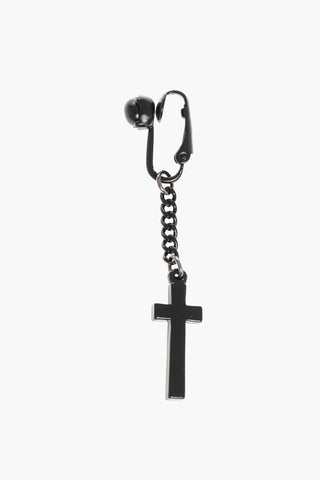 Solid Color Clip-On Earring with Cross-Shaped Pendant
