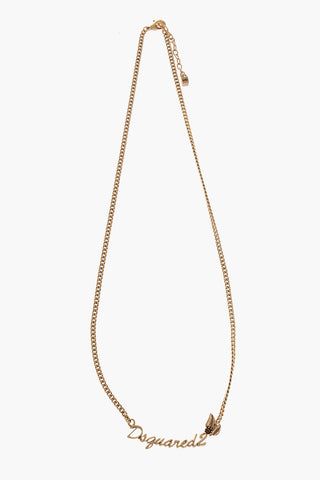 Metal Chain Necklace with Lettering Logo