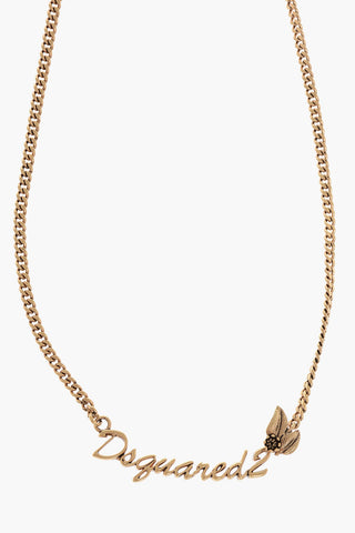 Metal Chain Necklace with Lettering Logo