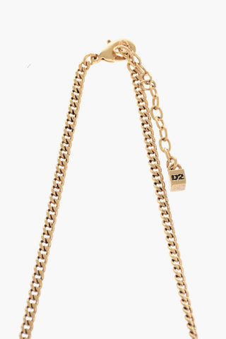 Metal Chain Necklace with Lettering Logo