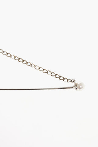 Metal Pin with Silver-Tone Chain and Bead Detail