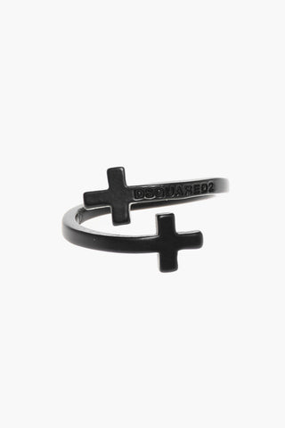 Lacquered Metal Ring with Cross-Shaped Ends