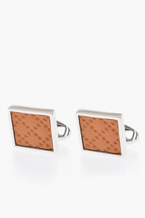 Gemelli In Ottone Con Dettagli In Pelle