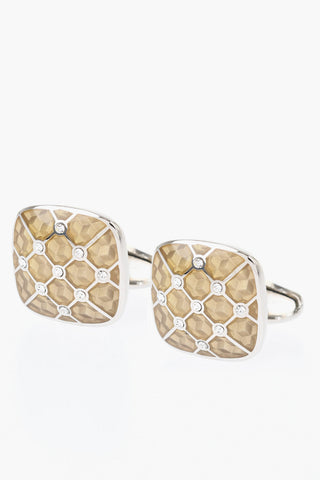 Enameled Brass Cufflinks with Swarovskis