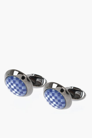 Brass Cufflinks With Nacre And Lapislazuli