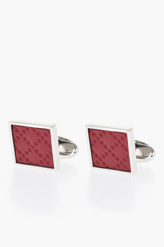 Brass Cufflinks With Leather Details